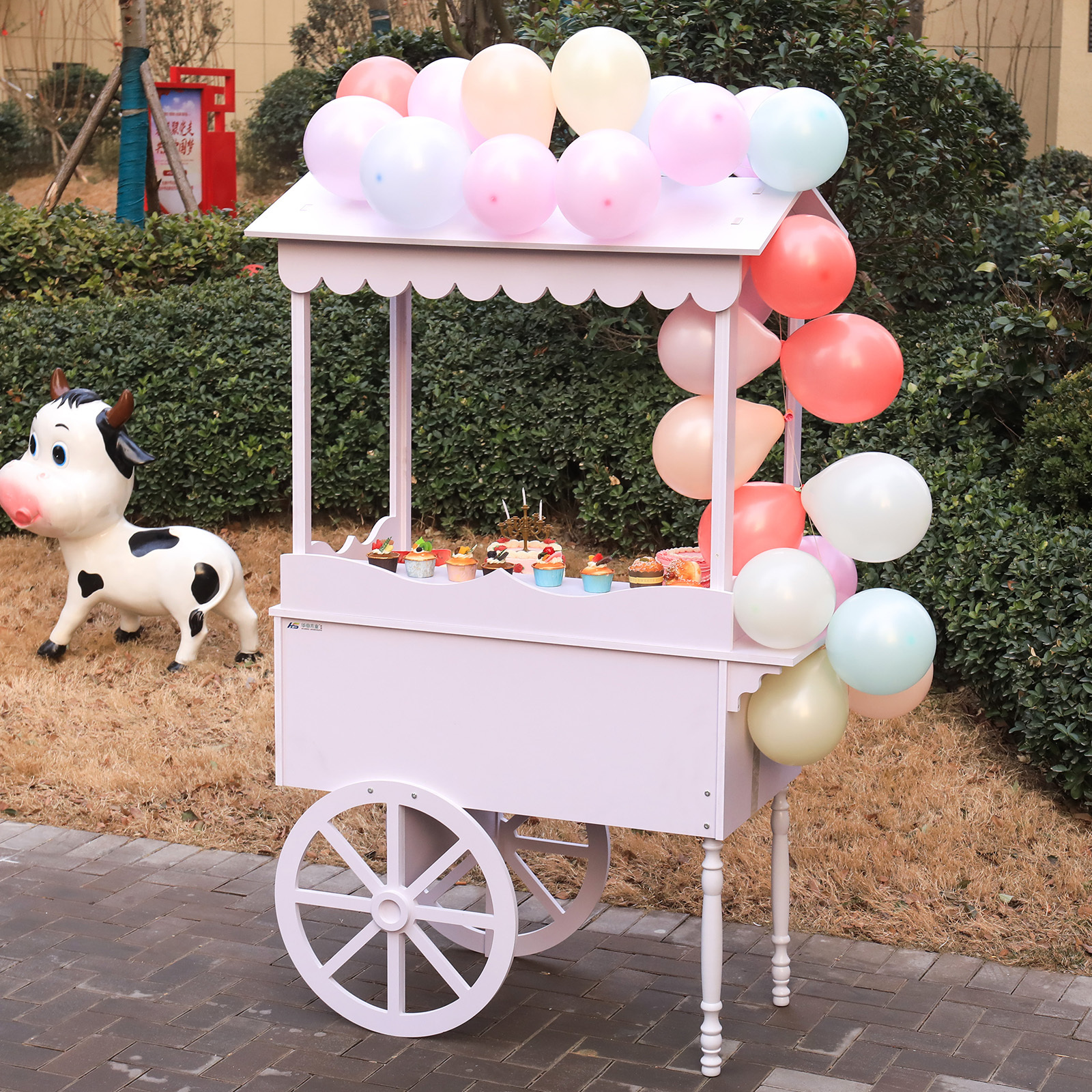 Customized collapsible candy car Flower Candy Carts With Wheels For Wedding Children Christmas Decoration dessert candy bar cart