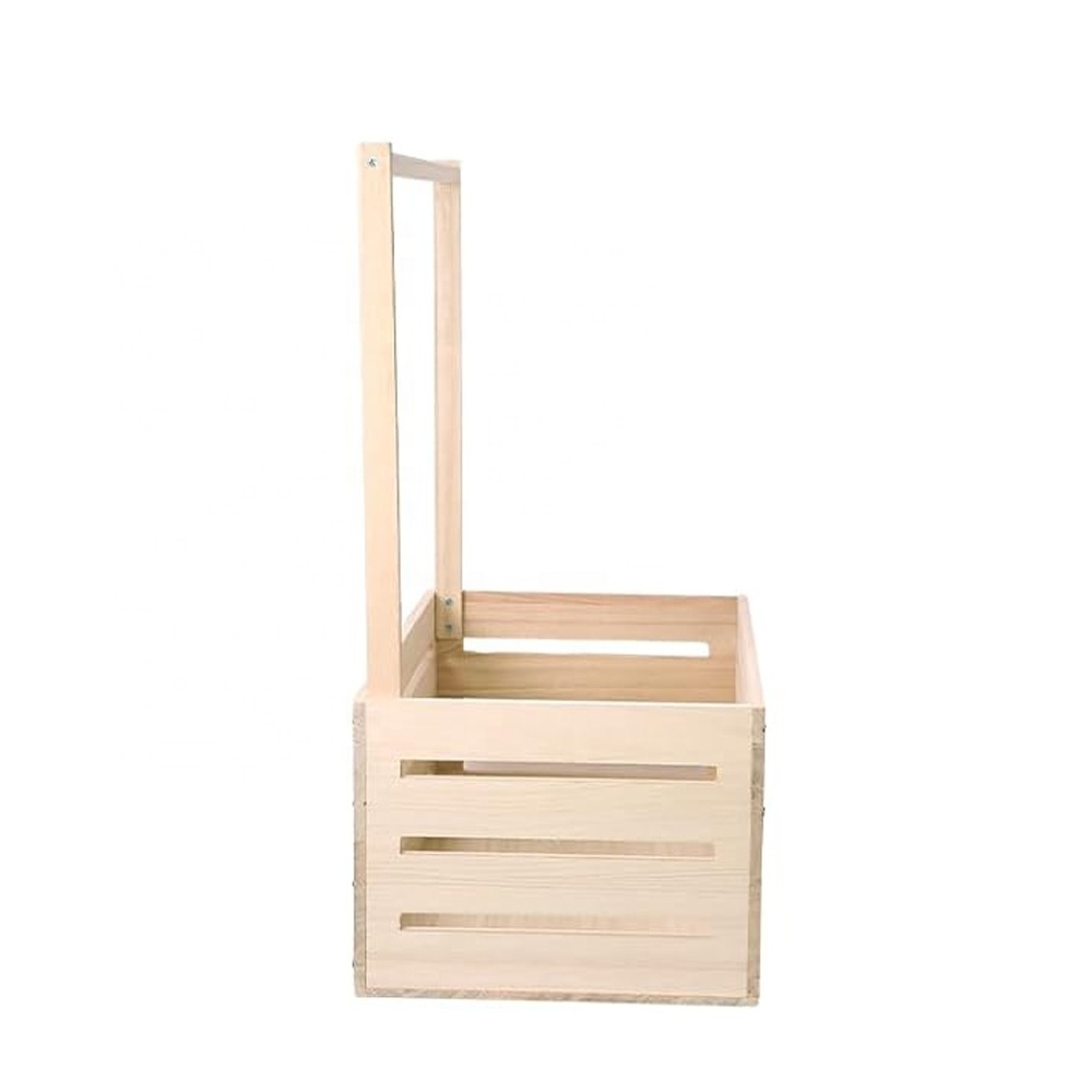 Wood baby basket with handle storage crate baby shower wooden gift crate wooden baby shower crate closet