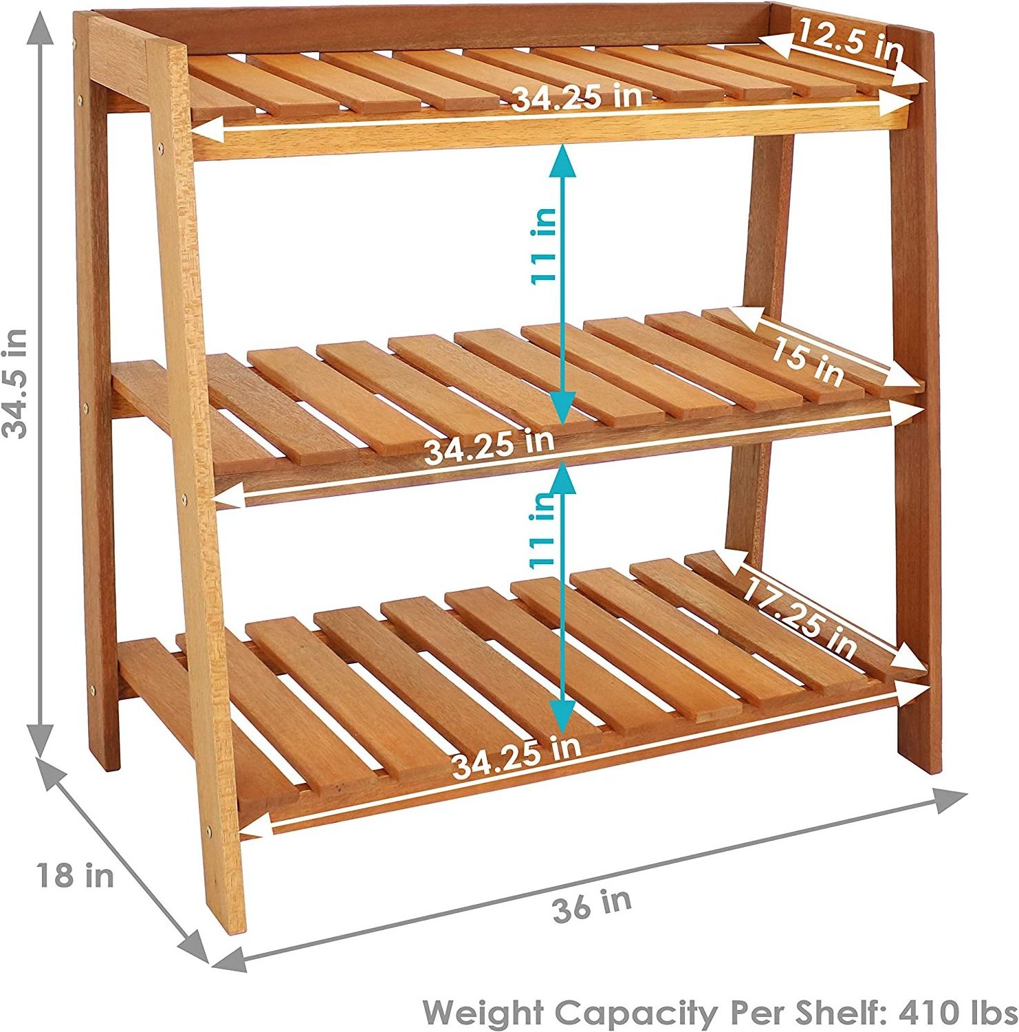 Wood garden stand Modern decoration with teak oil  3 level wooden standing plant stand