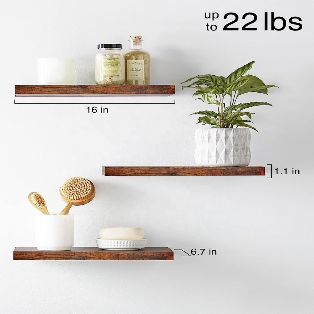 Wooden storage rack Kitchen bathroom wall storage Floating shelf wall mounted storage rack