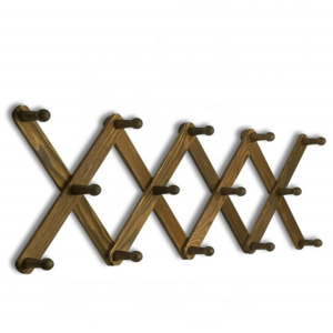 Expandable Wooden Coat Rack Hanger Accordion Wall Mounted  Hooks