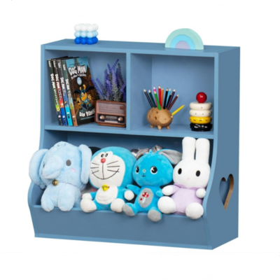 Bookshelf and Toy Storage Organizer, Kids Toy Cabinet and Bookcase, Wooden 3 Cubby Children Book Shelf