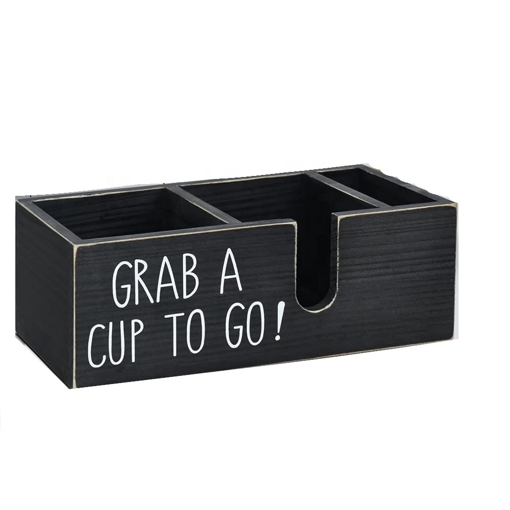 coffee station organizer coffee paper cup holder wood  storage holders & racks Coffee cup dispenser wall mounted