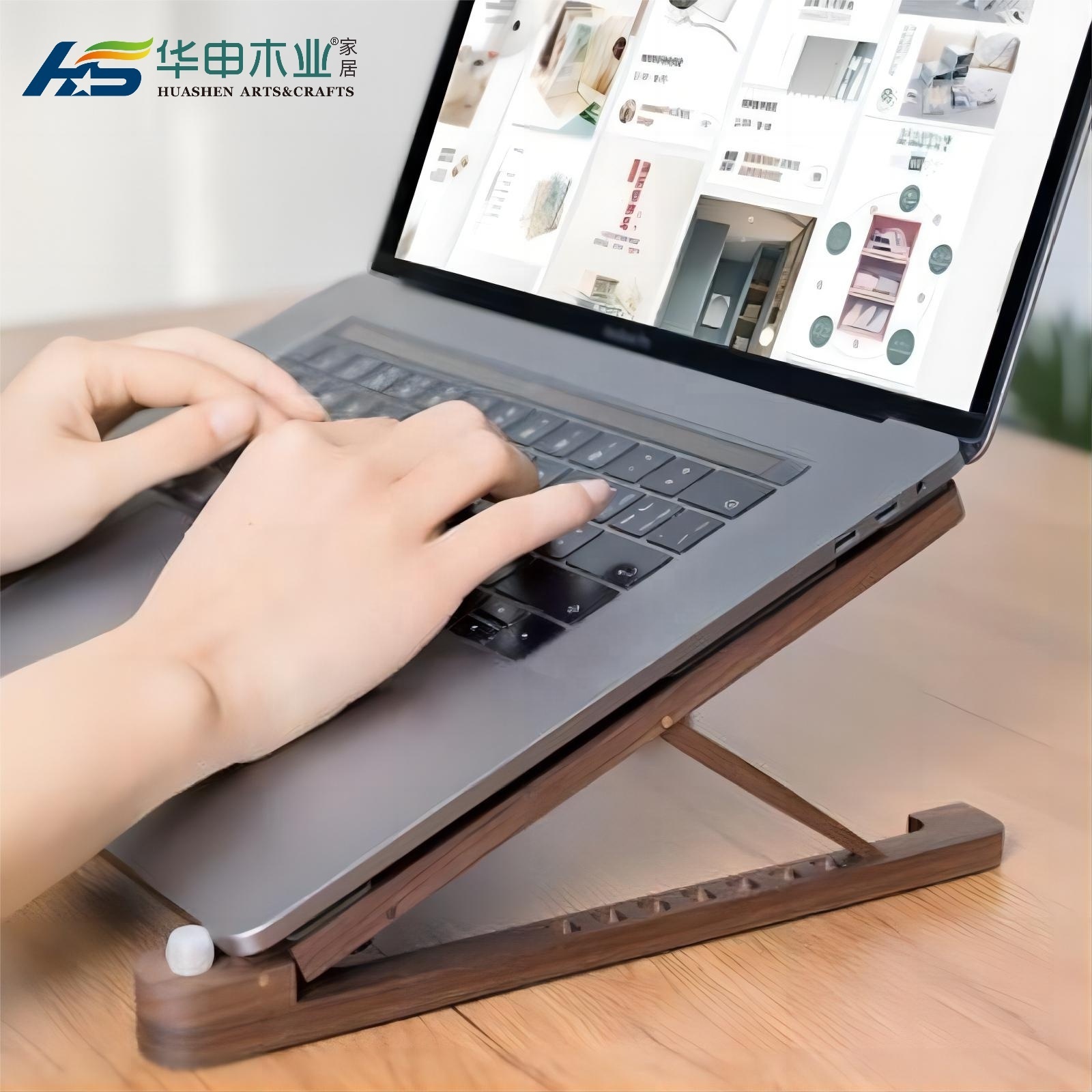 Portable Laptop Stand for Desk Folding Adjustable Desktop Portable Wooden Laptop Stand Wood