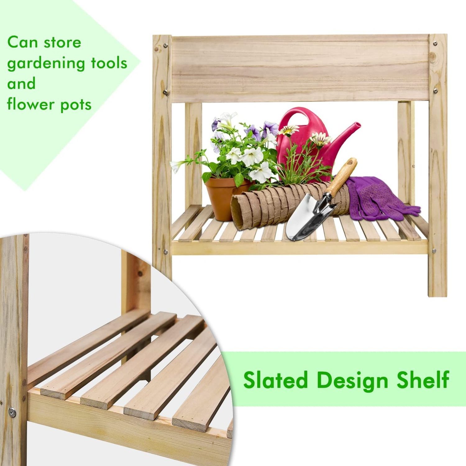 caoxian huashen Wooden garden bed kit with legs outdoor elevated wooden frame planter box with storage shelf