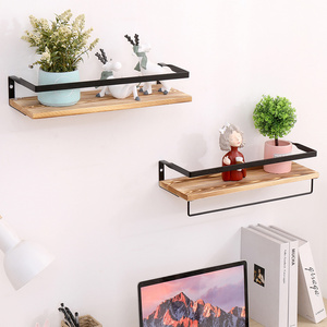 Floating shelves for wall set of 2, Wall decoration mounted storage shelves with metal for bathroom, kitchen, bedroom