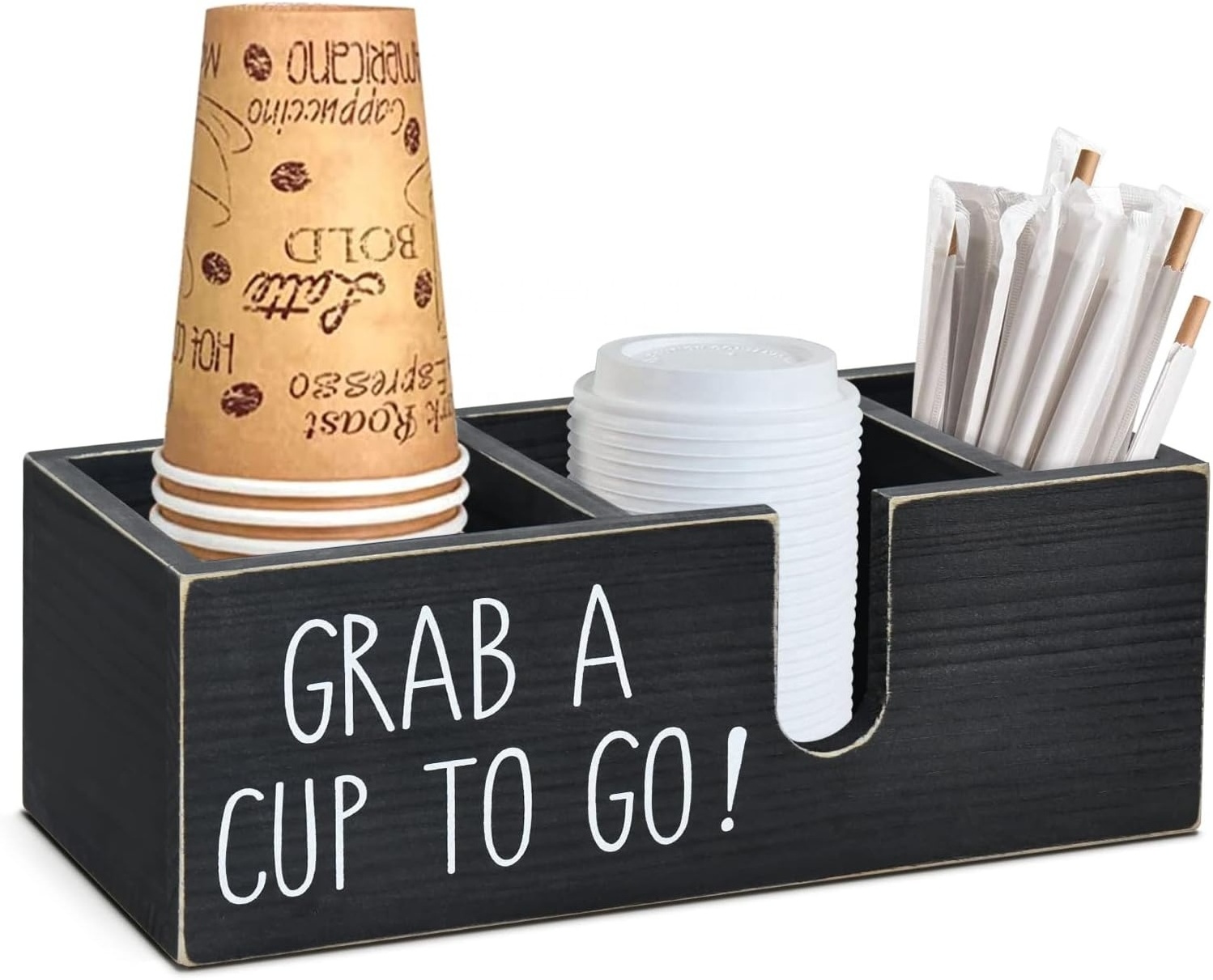 coffee station organizer coffee paper cup holder wood  storage holders & racks Coffee cup dispenser wall mounted