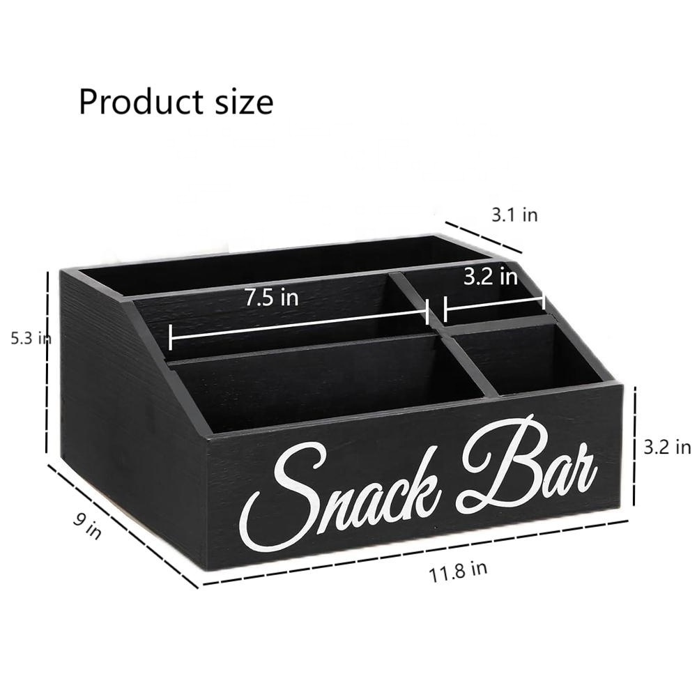 Wood snack tray Snack organizer Food storage organizer  Large 5-compartment snack basket for pantry kitchen cabinet