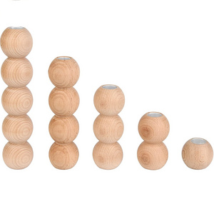 Wooden candle holder set of 5 ball stitching multi-size decorative candle holder