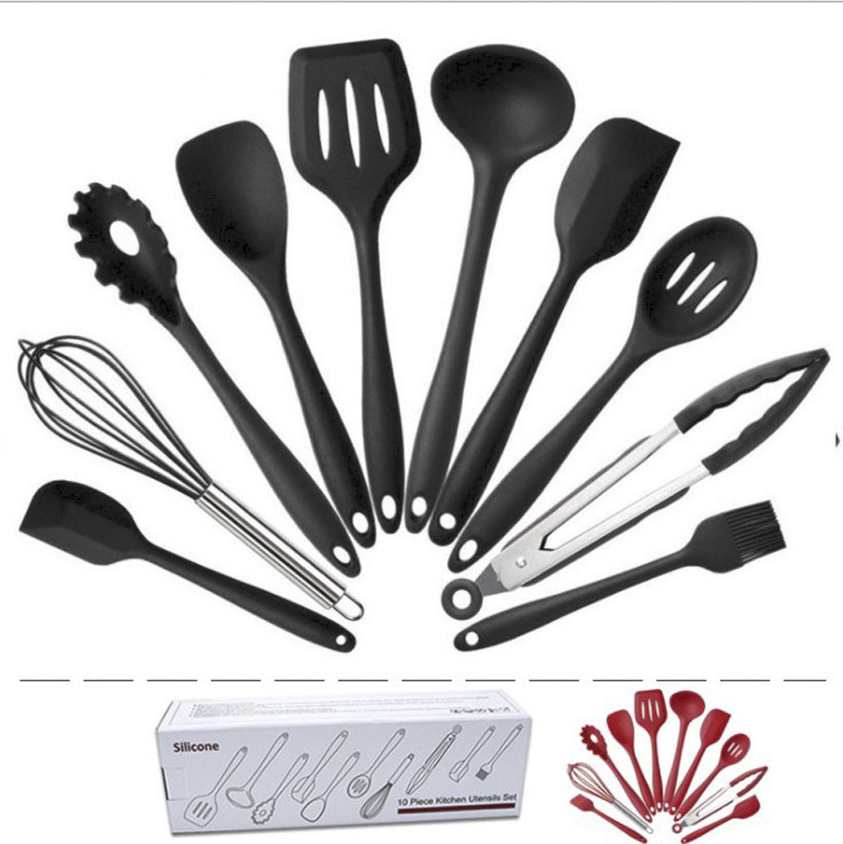 Cooking Silicone Kitchen Utensils Set Best Kitchen Tools 12 Piece Silicone Box 10 Classic Spoon Spatula Silicone 10 Pcs