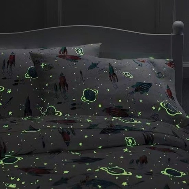 factory direct supply Luminous dispersion print fabric Glowing in the dark for bed sheet