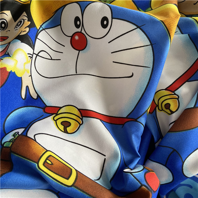 Cartoon pattern Doraemon print bedding material soft 100% polyester woven microfiber brushed polyester fabric