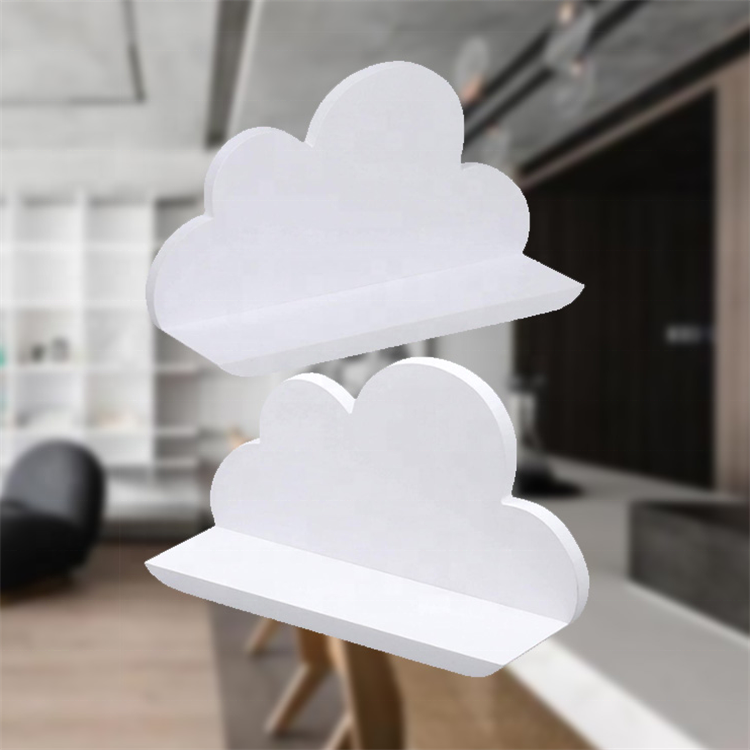 Nursery Room Shelf Cute Handmade Hanging White Cloud Kids Room Shelves Wooden For Wall Decor