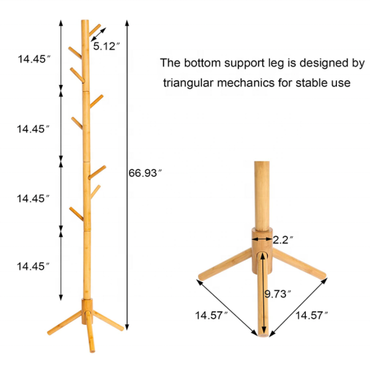 Entryway coat tree adjustable sizes home decor new furniture display shelf clothes wooden coat rack  with 8 hooks