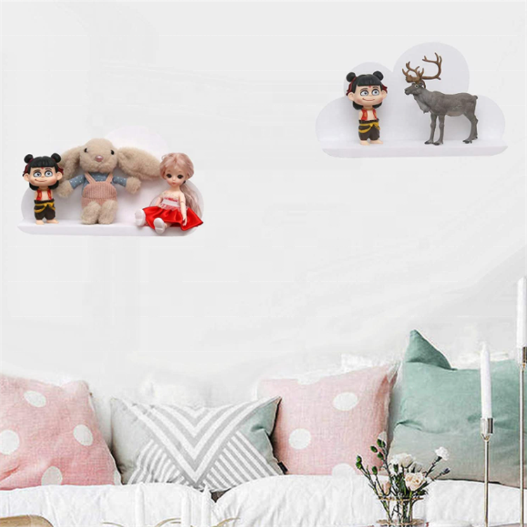 Nursery Room Shelf Cute Handmade Hanging White Cloud Kids Room Shelves Wooden For Wall Decor