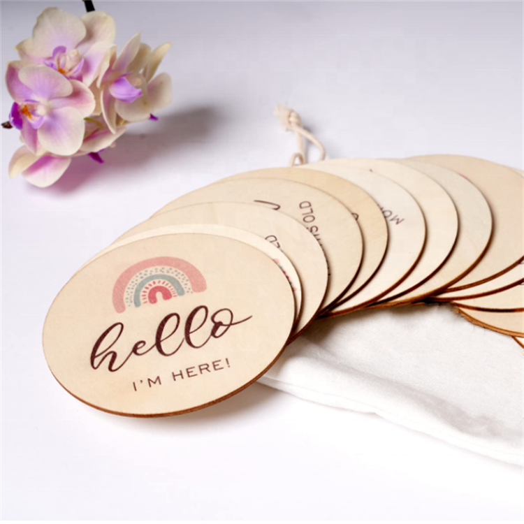 14 double side monthly cards sublimation blanks wholesale hello world engraved name signs natural wood milestone baby signs