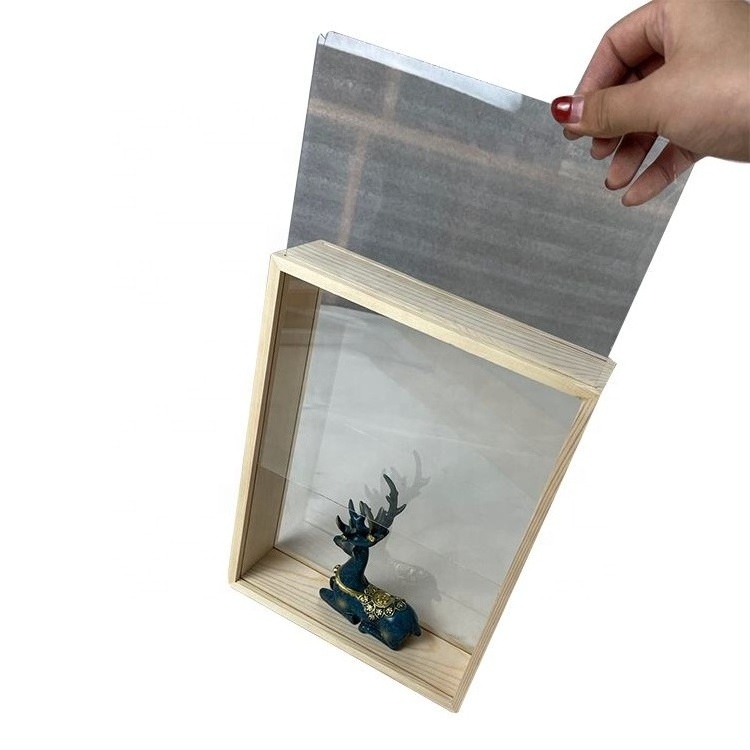 Natural Frame Wooden Display Box Wall Hanging Decorative Wooden Shadow Frame Box