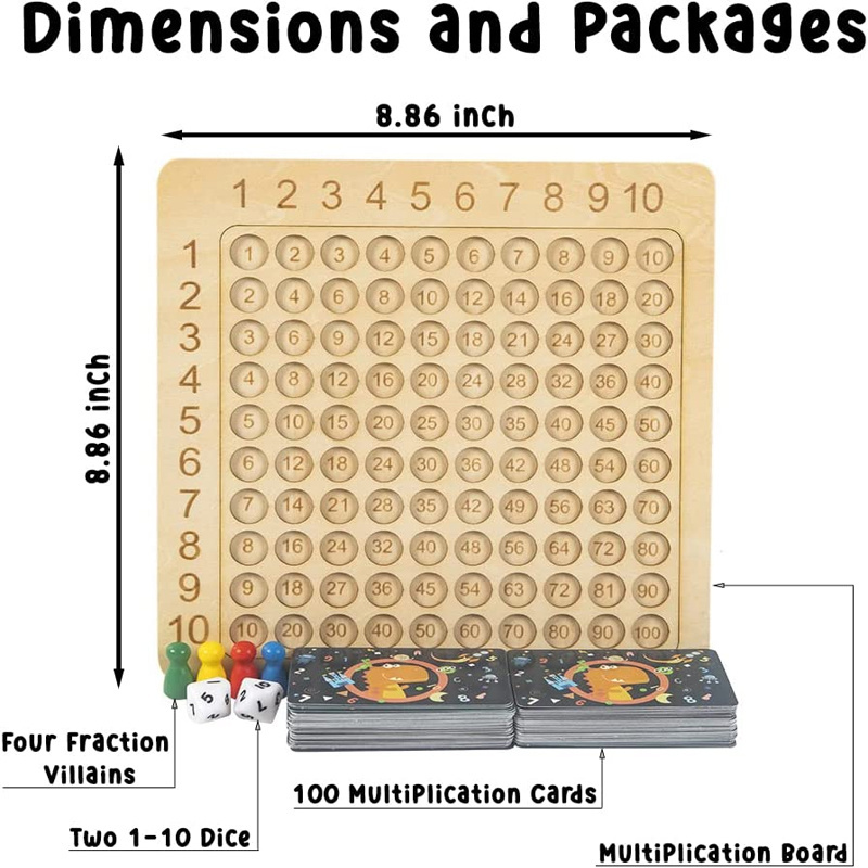 Montessori Toy Educational Math Table Board Game for Toddlers and Preschool Gifts wooden montessori multiplication board game