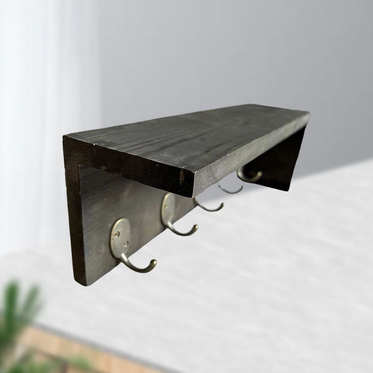 Decorative Key and Mail Holder with Shelf Has Large Key Hooks for Bags Coats