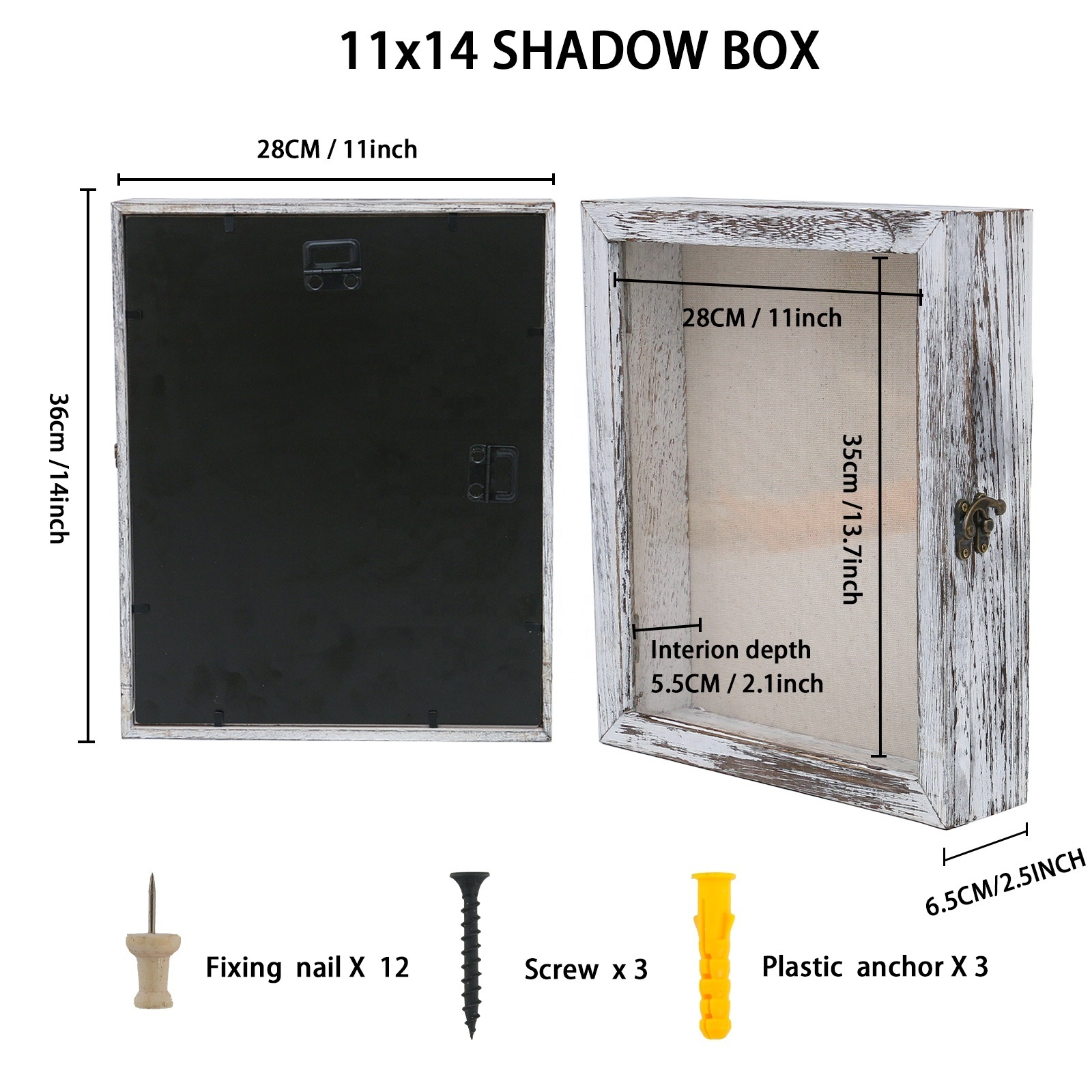 Hot sale multi-function memory case box deep display picture wood shadow box frame with glass window