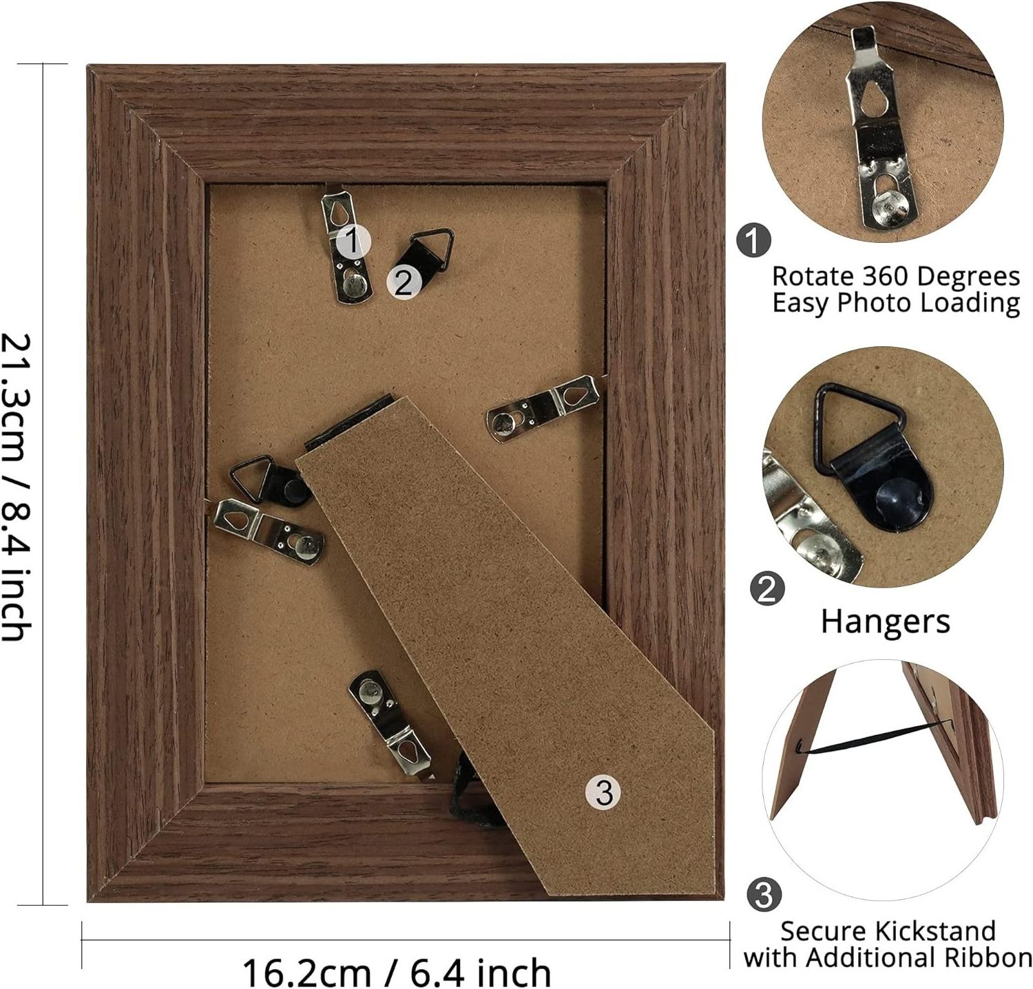 Set of 2 wood glass frame hanging wall frame 4x6 picture frame for bedroom