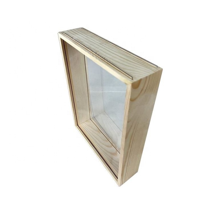 Natural Frame Wooden Display Box Wall Hanging Decorative Wooden Shadow Frame Box