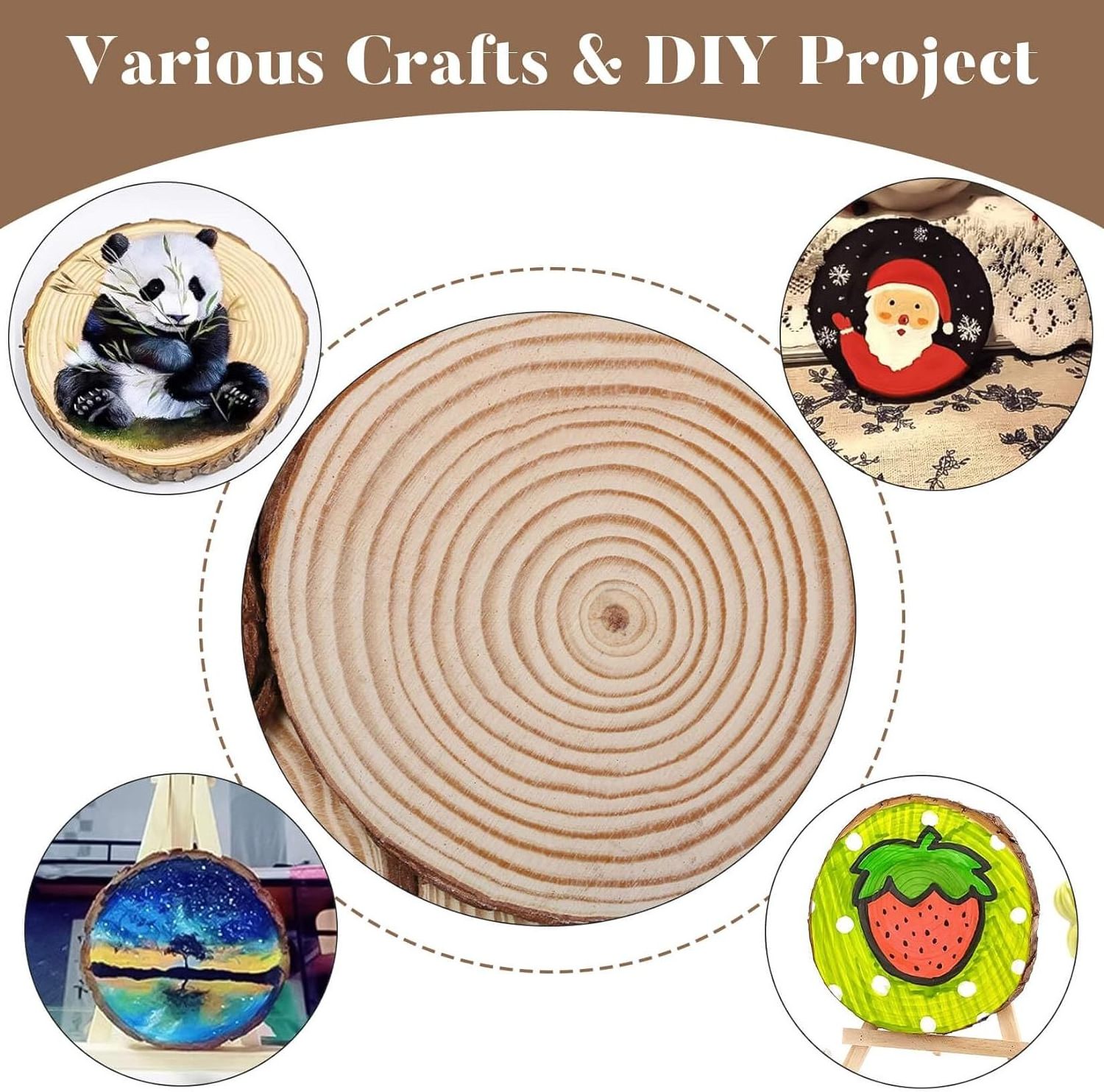 Unfinished Wood Slices Wood Circles for DIY Christmas Ornaments,Arts,Crafts