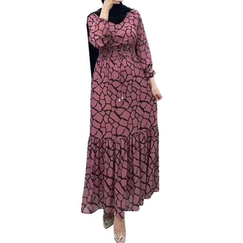 OPH Winter New Women's Clothing Turtleneck Waist Trimming Lace Up Fashion Loose Long Dress