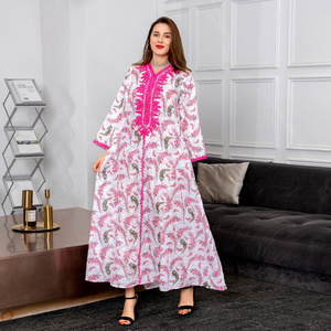 Y AB174 Middle East clothing traditional muslim clothing Skirt cotton printed Arabic straight sleeve Dress