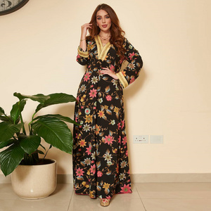 Y AB181 Middle East traditional muslim clothing Printed rhinestones dress national fashion Southeast Asian casual Arab