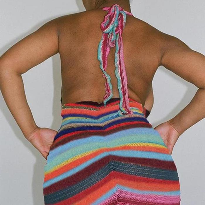 hot young girls clothes dresses summer body con backless colorful stripped sweater dress for women