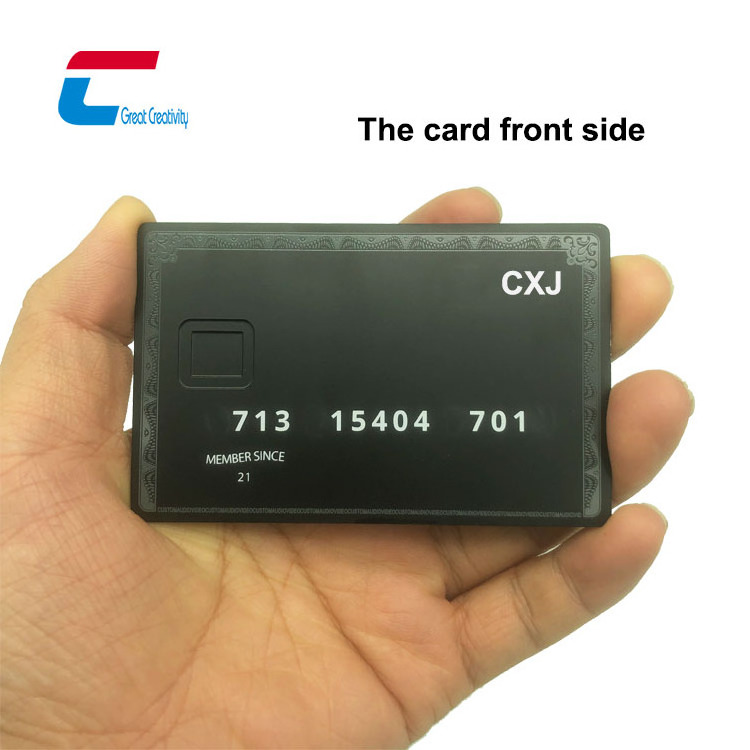 Customized Matt Blank Metal Cards Chip Slot 4442 Magnetic Stripe Black Metal Visa Credit Cards