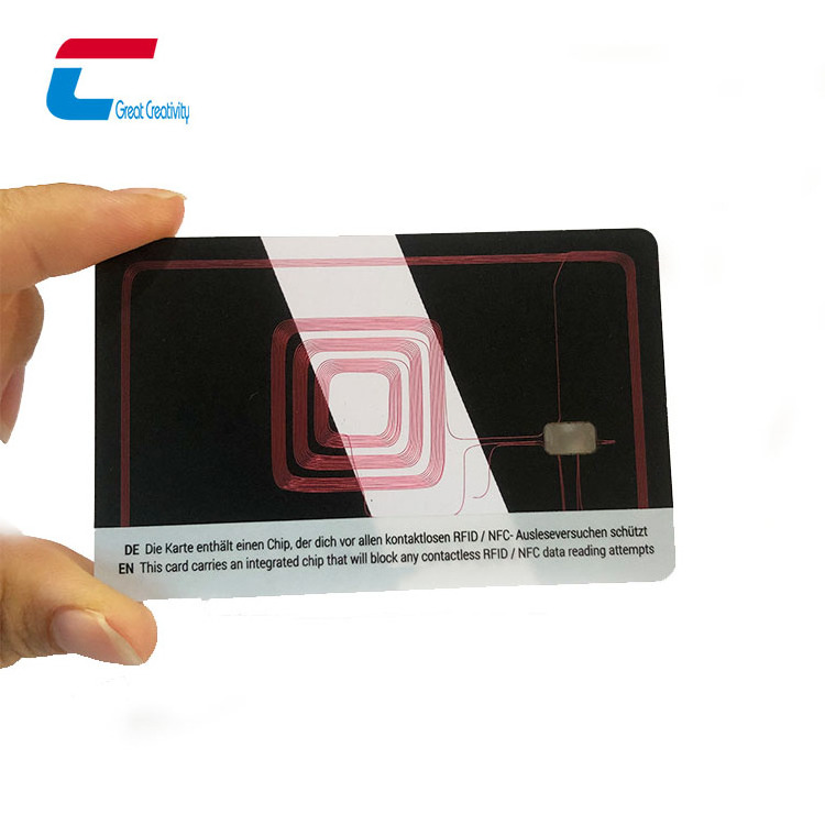 0.9mm Thin custom printed plastic transparent rfid nfc blocking card