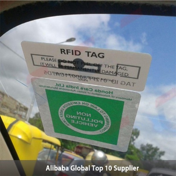 Anti-demolition anti tear printable rewritable rfid uhf windshield label sticker tag for car vehicle management