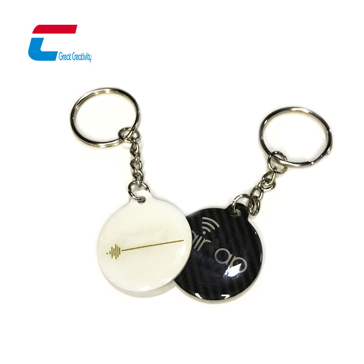 Custom Epoxy Pvc/Metal Nfc Dog Keychain Ntag213 Single/Bilateral/Full Edging Epoxy Tag Qr Code Key Chain