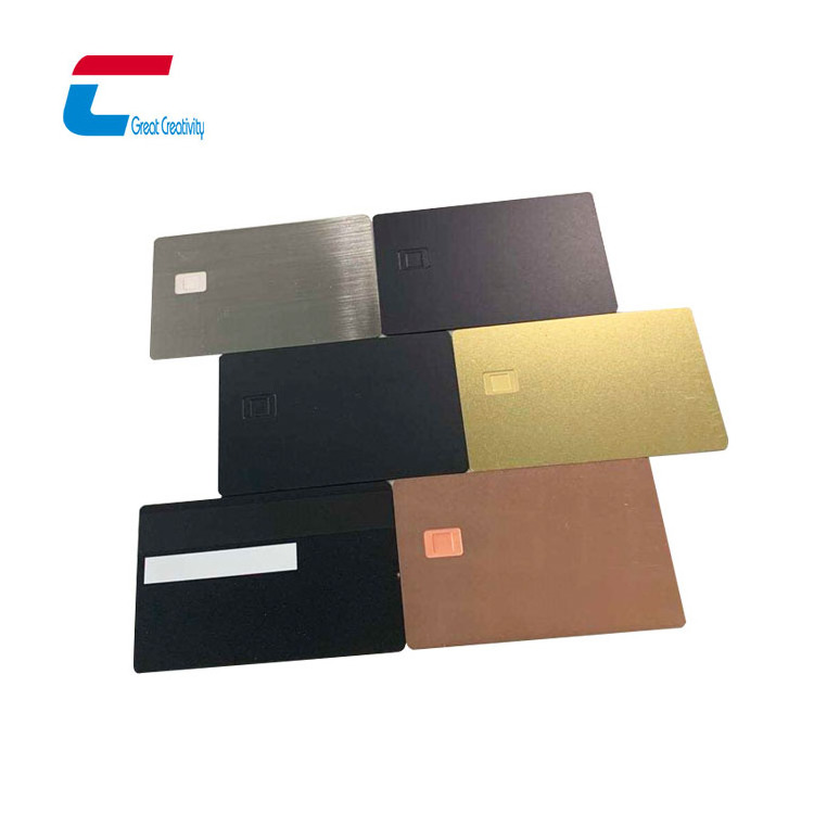 Customized Matt Blank Metal Cards Chip Slot 4442 Magnetic Stripe Black Metal Visa Credit Cards