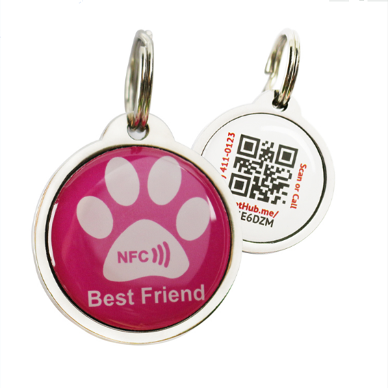 RFID NFC finds pet dog tag anti-lost pet QR Code NTAG213 Epoxy tag for Dog Cat