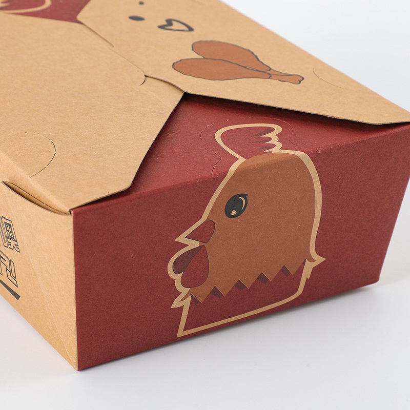 Custom biodegradable lunch fried chicken to go take out paper box takeaway fast food packaging kraft paper container boxes