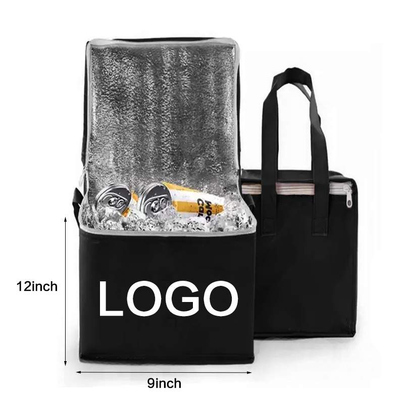 Customized reusable thermal insulated beers cooler bag lunch carry picnic cooling non woven grocery shopping cooler bag