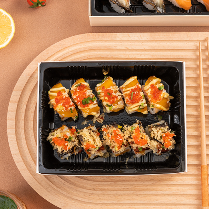 Biodegradable Eco-Friendly Take Away Box Wooden Sushi CheeseLunch Bento Catering Meal Rice Vegetable Roll Food Take Out Box