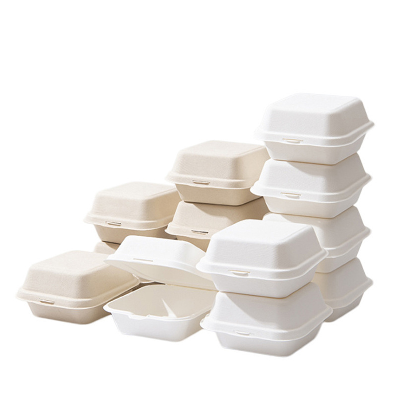 Disposable biodegradable plastic pp cornstarch food packaging box corn starch bento burger clamshell lunch boxes