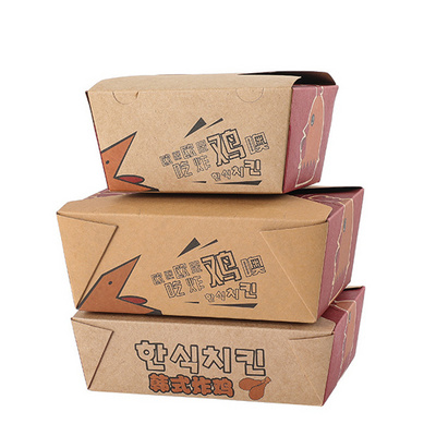 Custom biodegradable lunch fried chicken to go take out paper box takeaway fast food packaging kraft paper container boxes