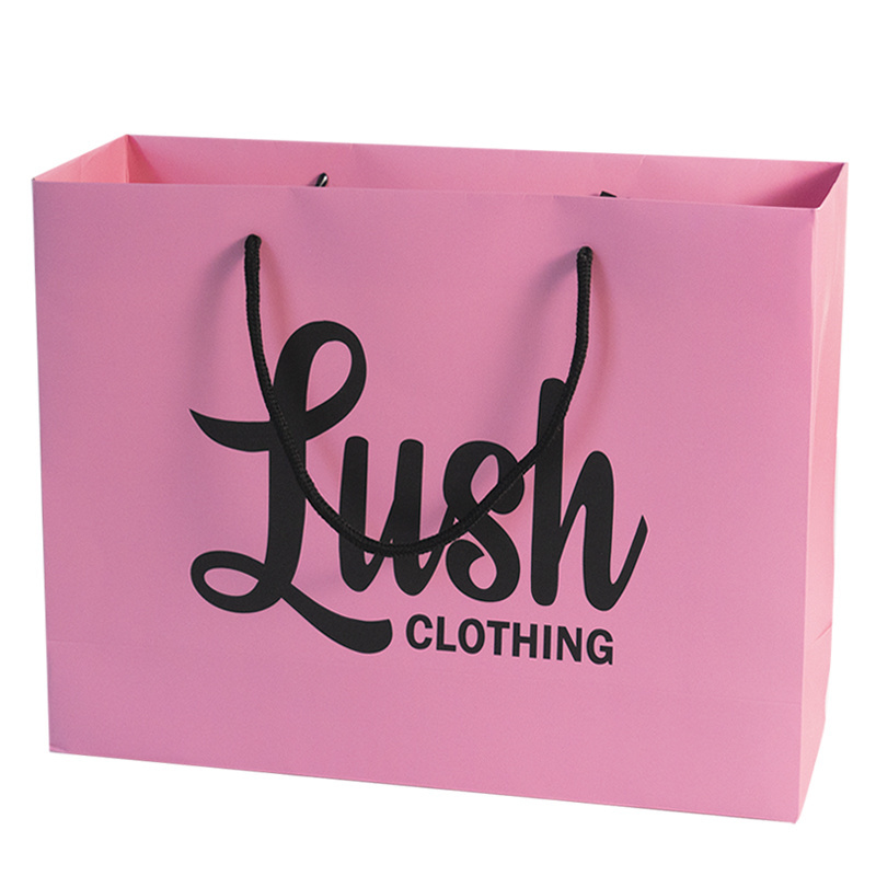 Custom logo wholesale luxury paper bag pink packaging gift bag bolsas de papel shopping cardboard bags with handles for clothes