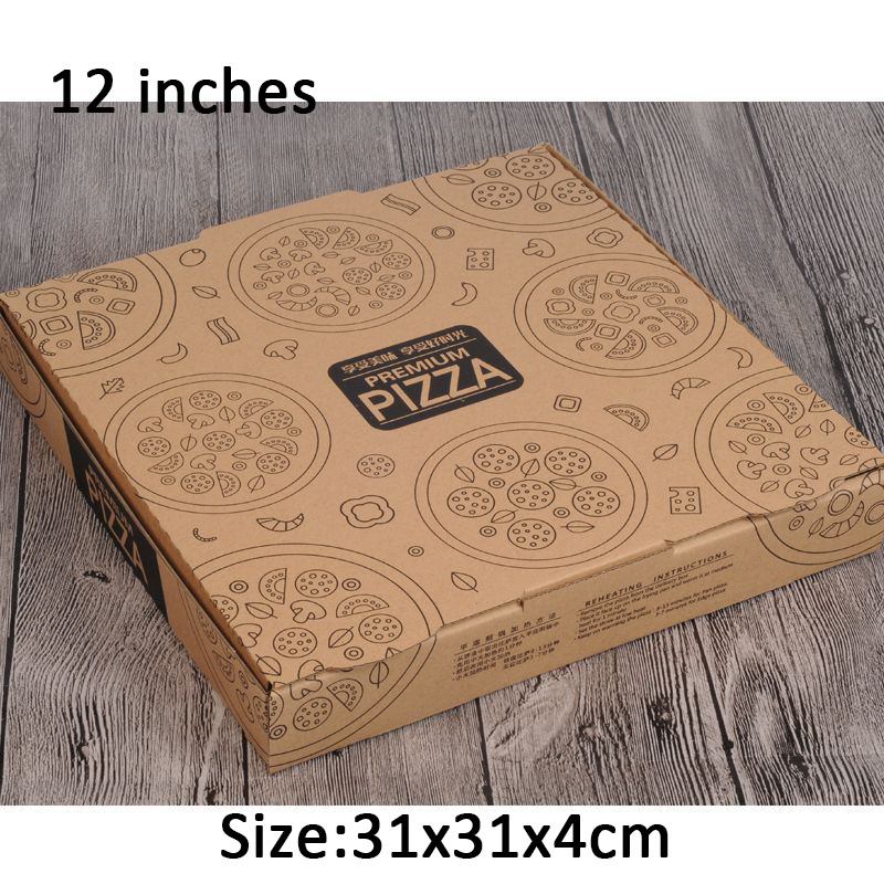 Supply personalized yellow corrugated paper pizza packaging box printing plain small 6 7 8 9 inch ventit pizza boxes