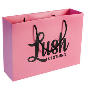 Custom logo wholesale luxury paper bag pink packaging gift bag bolsas de papel shopping cardboard bags with handles for clothes