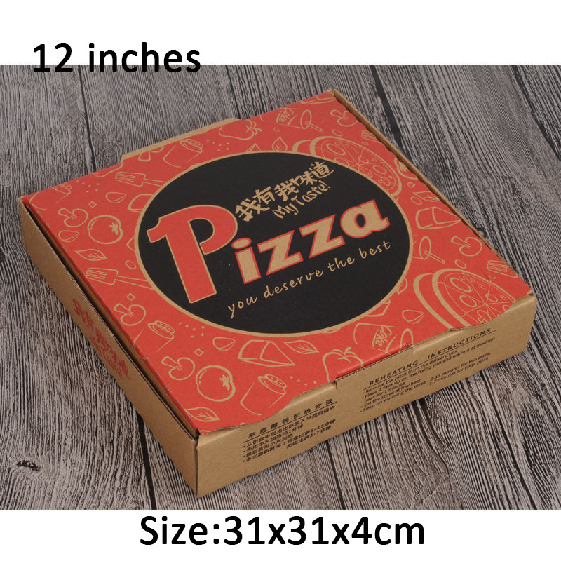 Supply personalized yellow corrugated paper pizza packaging box printing plain small 6 7 8 9 inch ventit pizza boxes