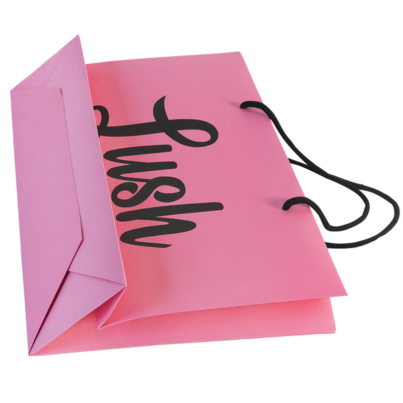 Custom logo wholesale luxury paper bag pink packaging gift bag bolsas de papel shopping cardboard bags with handles for clothes