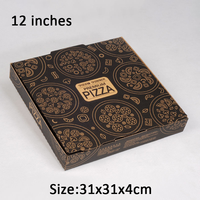 Supply personalized yellow corrugated paper pizza packaging box printing plain small 6 7 8 9 inch ventit pizza boxes