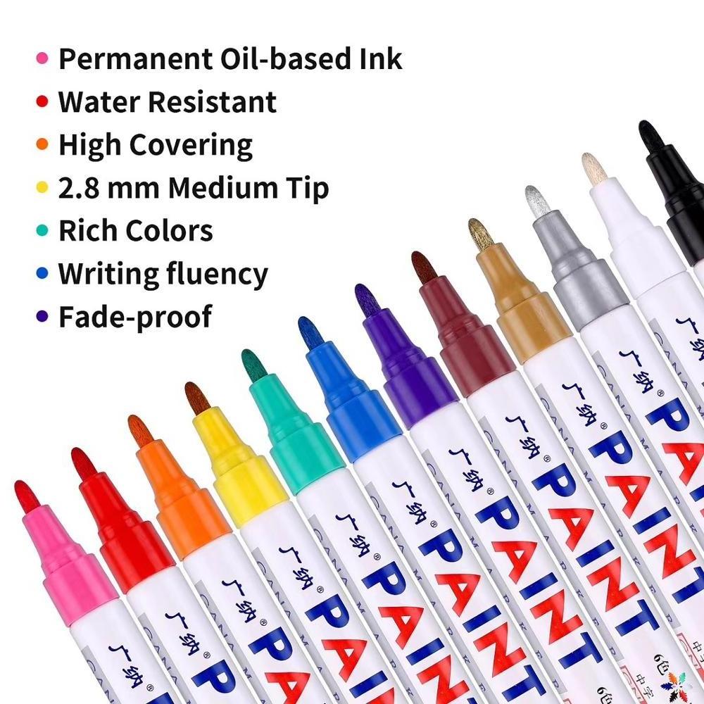 12 colors paint permanent marker pen DIY album graffiti pen car tyre paint marker