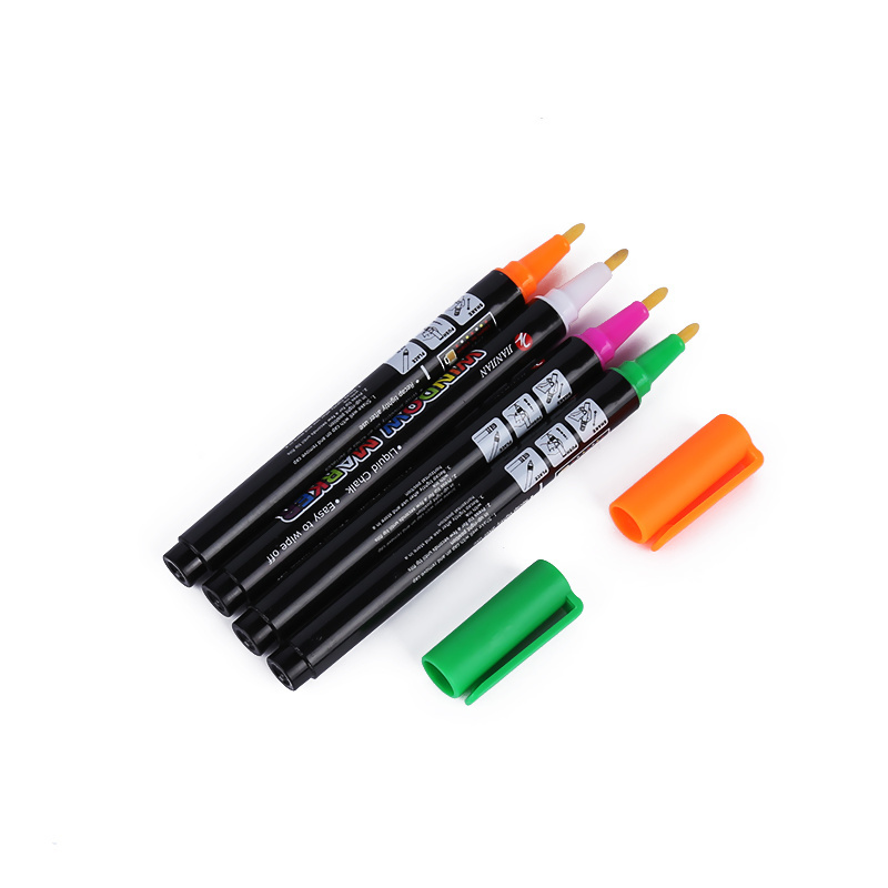 Liquid Neon Pens Reversible Bullet Glass Window Labels Dry Erasable Chalk color Markers set